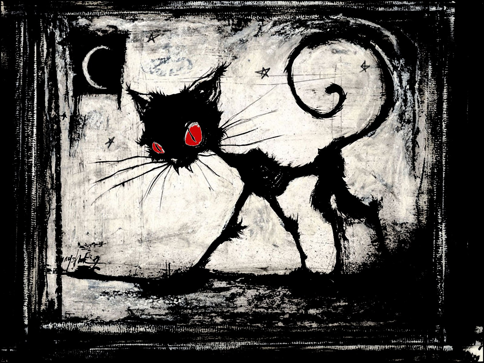 Image a gothic cat  chat gothic noir rouge yeux fantasy