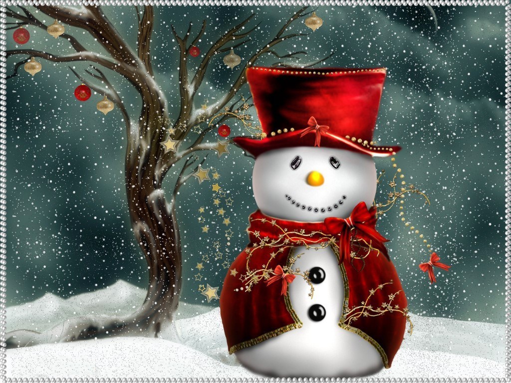 Image joyeux noël - Noël, Christmas, père noël, rouge, neige, hiver, bonhomme de neige