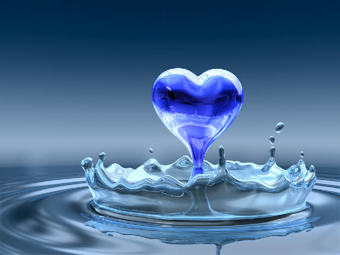 Goutte d'eau 1 - water, love, amour, rouge, coeur, eau, goutte, bleu